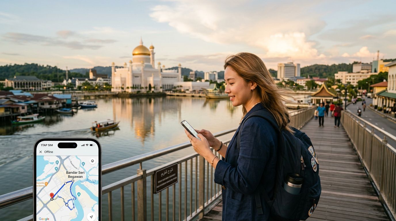 Korzystanie z map offline w Brunei dzięki eSIM od OneTapSIM